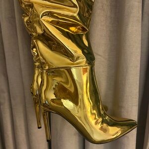 INC International Concepts Shiny Gold Heeled Boots